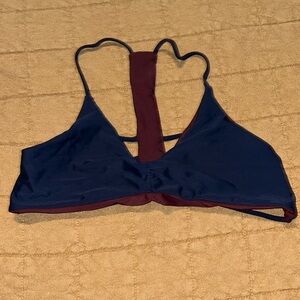 Reversible Navy & Maroon Bikini Top with Back Detail - Never Worn